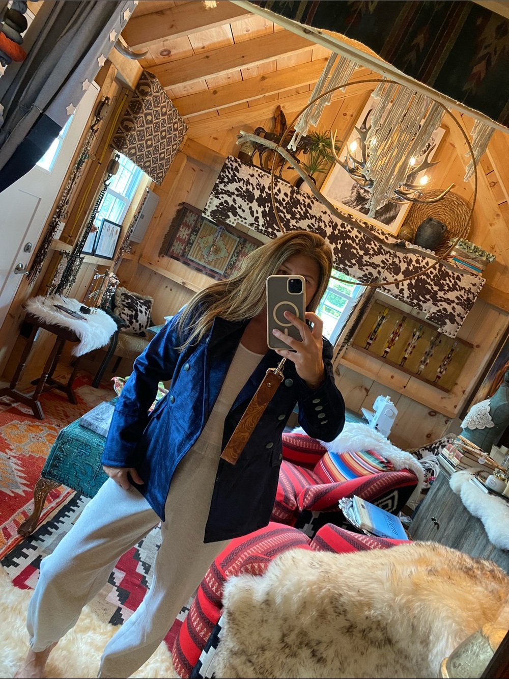 Vintage Anna Sui Navy Blue Velvet Double-Breasted Blazer…Excellent Condition!